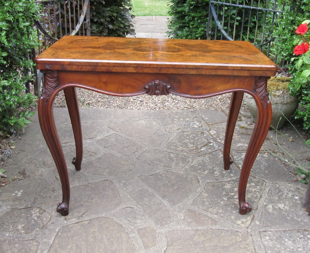 FINE VICTORIAN BURR WALNUT CARD TABLE c1860 View II