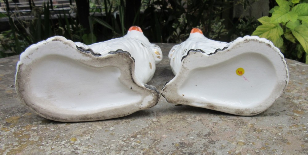 PAIR OF VICTORIAN WHITE & GILT STAFFORDSHIRE DOGS c1880 View IV