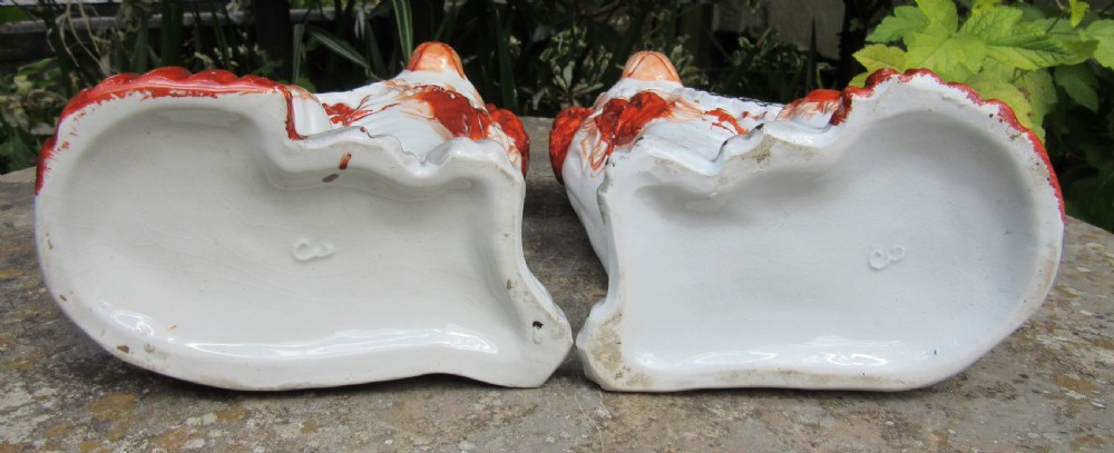 PAIR OF VICTORIAN RED & WHITE STAFFORDSHIRE DOGS No3 View III
