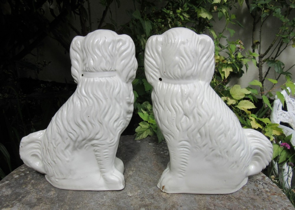 LARGE PAIR OF WHITE & GILT STAFFORDSHIRE DOGS c1880 View IV