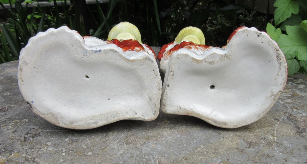 PAIR OF VICTORIAN STAFFORDSHIRE DOGS WITH BASKETS c1860 View V