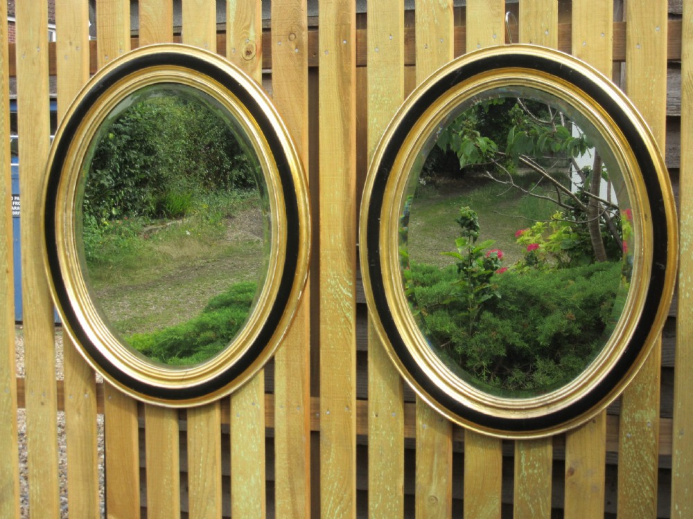 LARGE PAIR OF OVAL GILT MIRRORS c1870