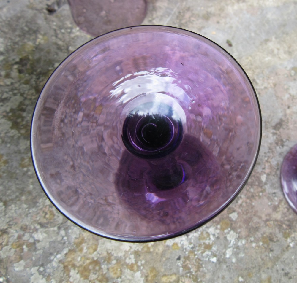 SET OF FOUR VICTORIAN AMETHYST WINE GLASSES View II