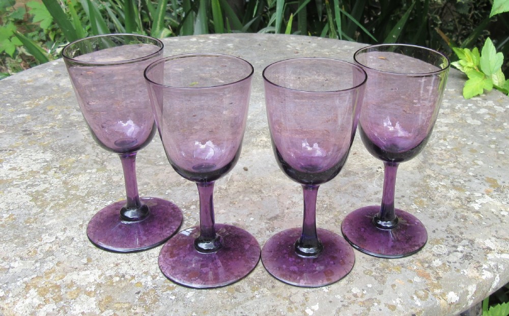 SET OF FOUR VICTORIAN AMETHYST WINE GLASSES View III