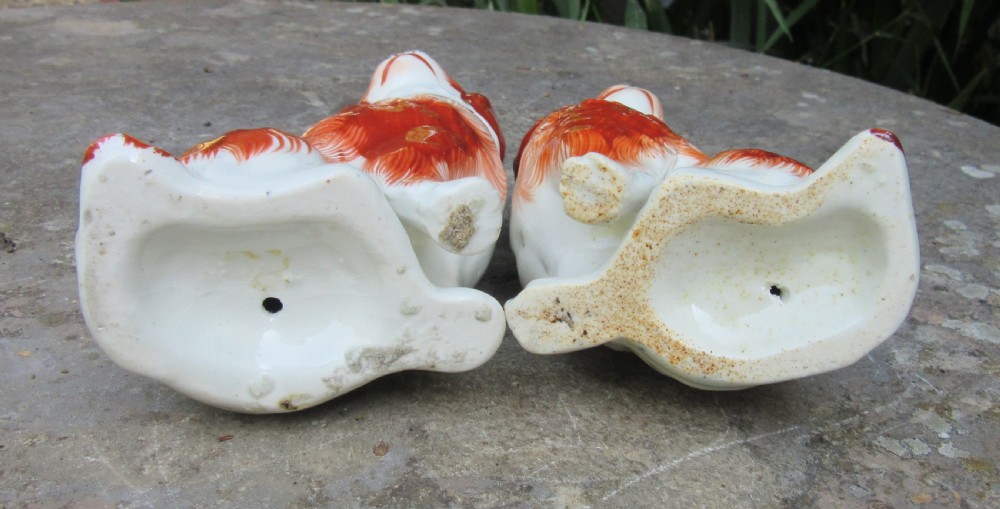 CHARMING PAIR OF STAFFORDSHIRE RED & WHITE DOGS c1860 View V
