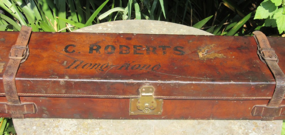 ANTIQUE LEATHER GUN CASE - C. ROBERTS HONG KONG