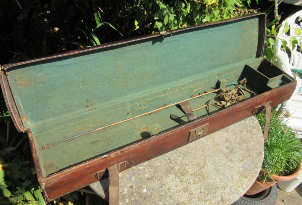 ANTIQUE LEATHER GUN CASE - C. ROBERTS HONG KONG View IX