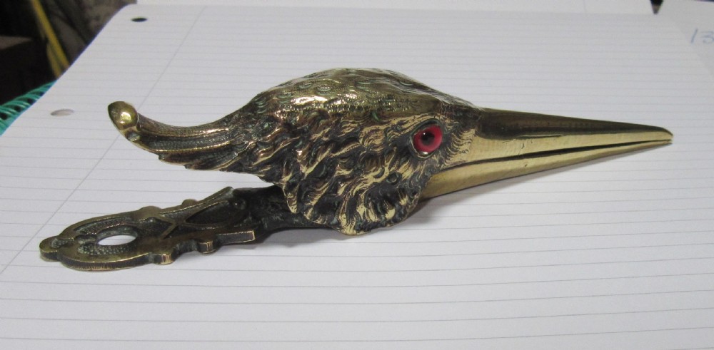 FINE QUALITY BRASS HERON PAPER CLIP c1880 View II