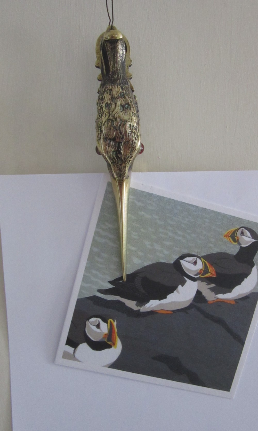FINE QUALITY BRASS HERON PAPER CLIP c1880 View III