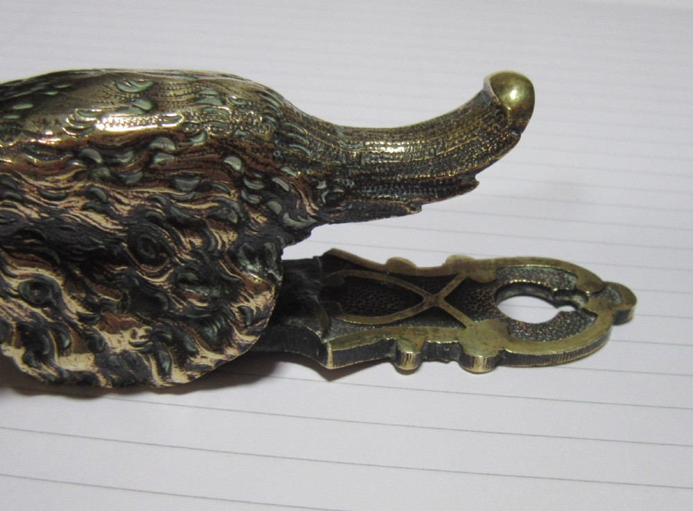 FINE QUALITY BRASS HERON PAPER CLIP c1880 View IV