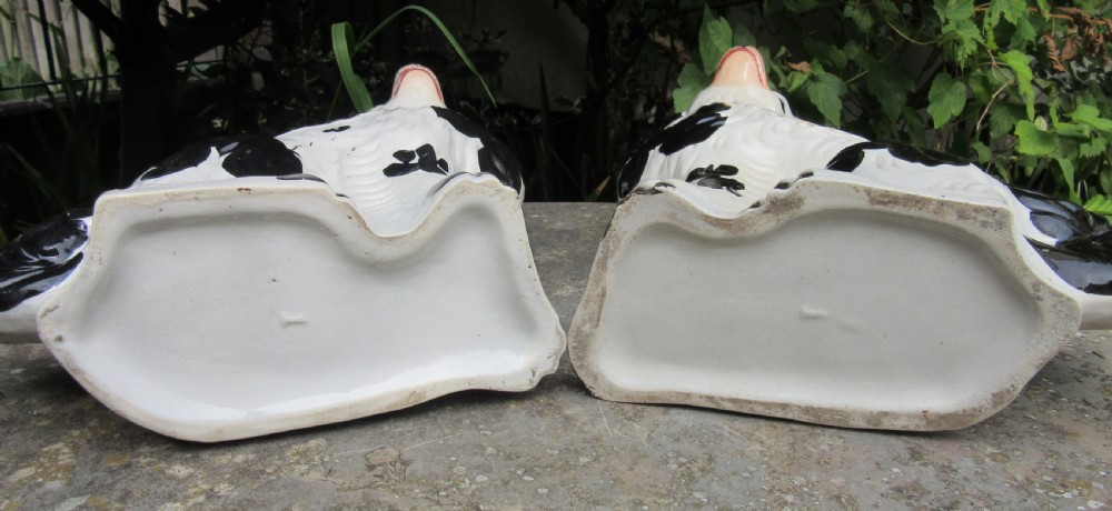 GRAND PAIR OF VICTORIAN BLACK & WHITE STAFFORDSHIRE DOGS No1 View VI