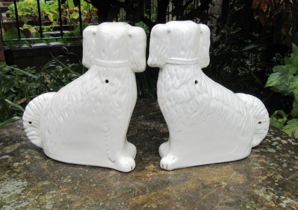 PAIR OF VICTORIAN WHITE & GILT STAFFORDSHIRE DOGS View VI