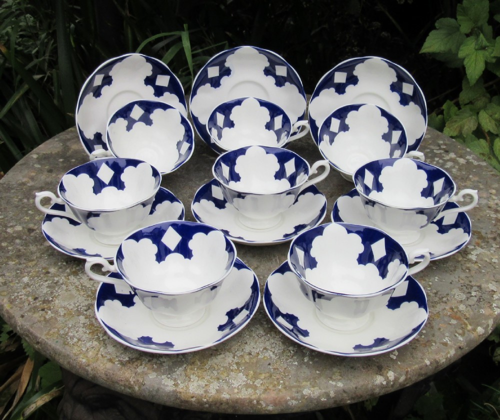 SET OF 8 ENGLISH PORCELAIN CUPS & SAUCERS c1840 View V