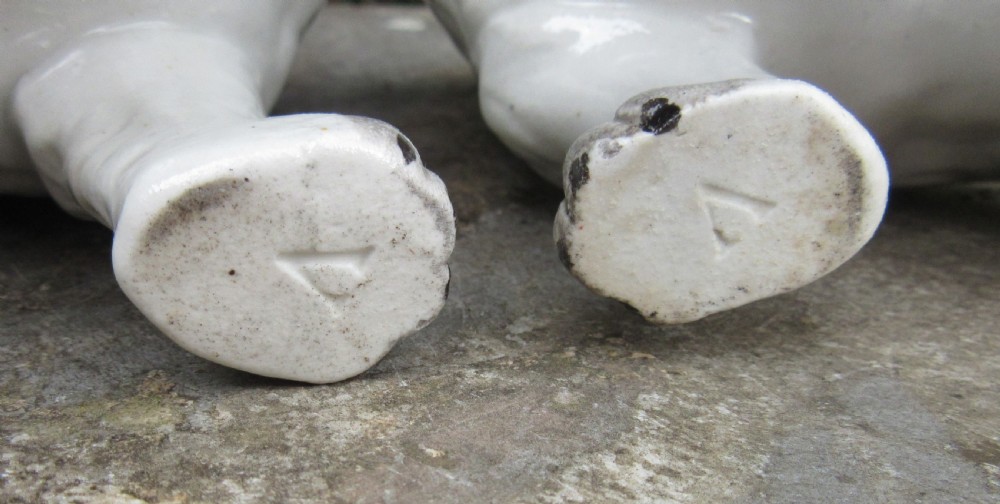FINE MARKED PAIR STAFFORDSHIRE BLACK & WHITE DOGS c1840 View IV