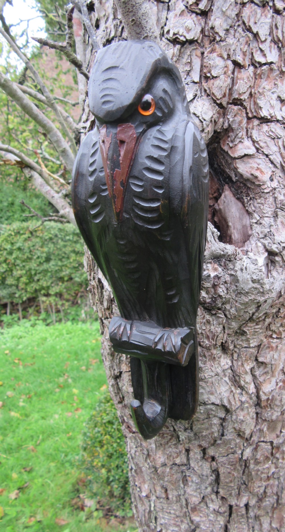 1920s CARVED WOODPECKER COAT HOOK