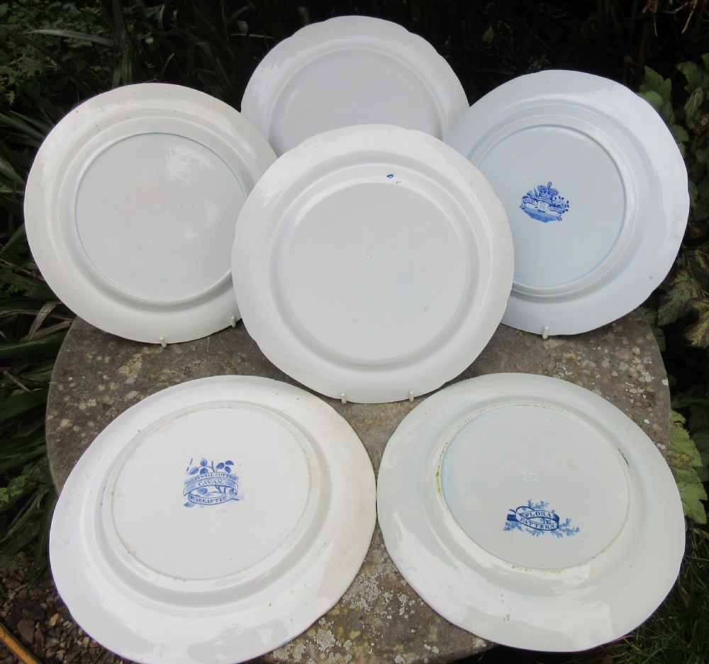 COLLECTION OF 6 ENGLISH BLUE & WHITE PLATES c1830 View II