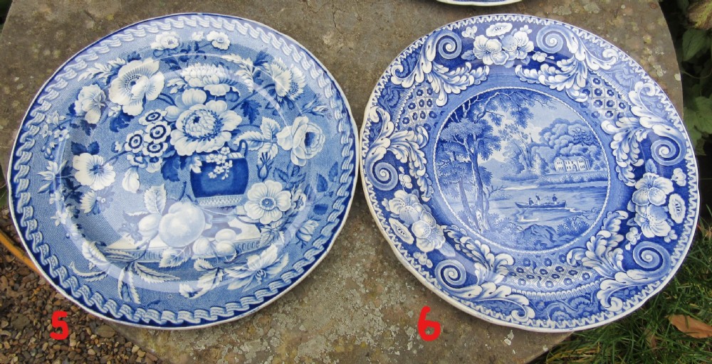COLLECTION OF 6 ENGLISH BLUE & WHITE PLATES c1830 View IV