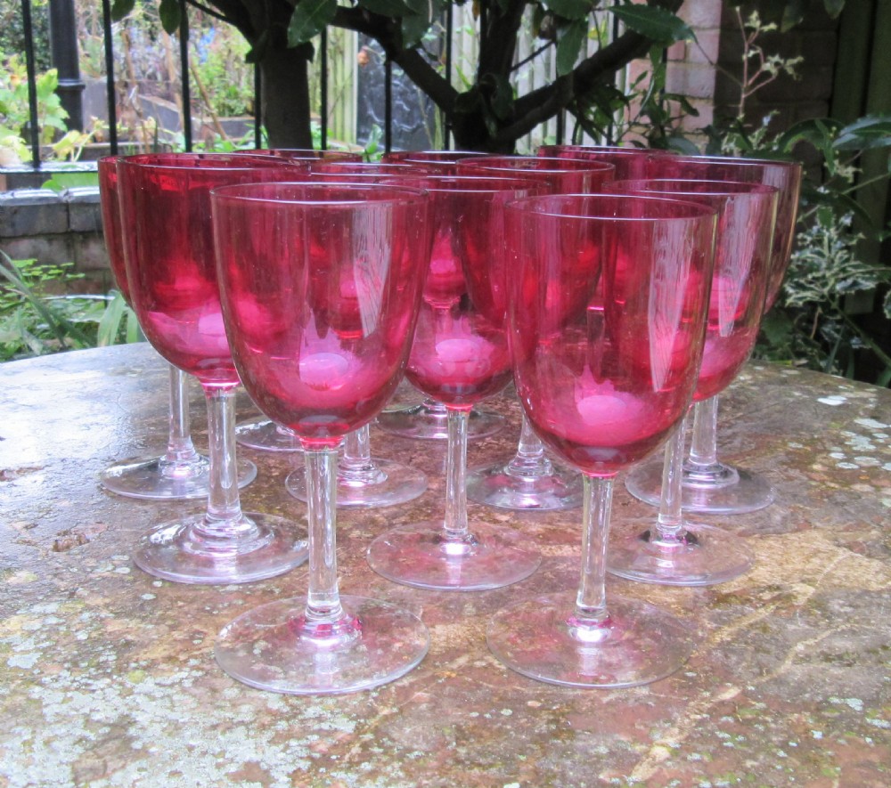 HARLEQUIN SET OF 12 VICTORIAN CRANBERRY WINE GLASSES View II