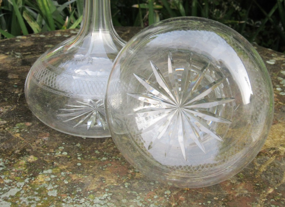 PAIR OF ANTIQUE CUT GLASS DECANTERS c1900 View II