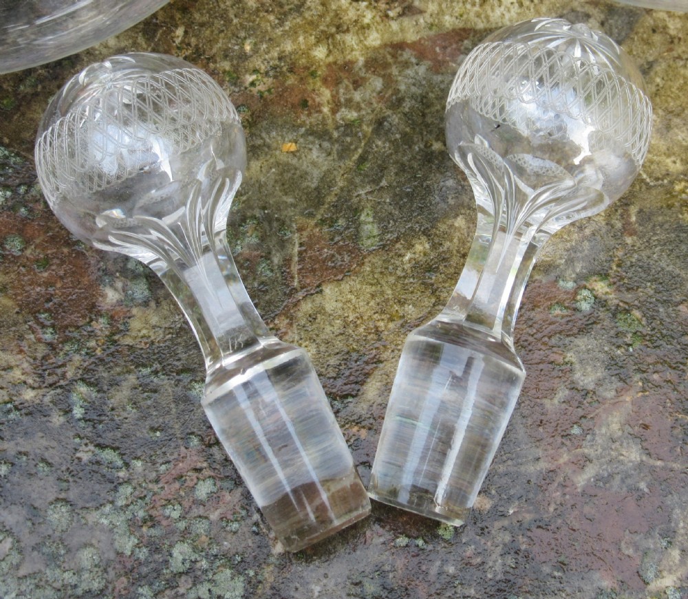 PAIR OF ANTIQUE CUT GLASS DECANTERS c1900 View III