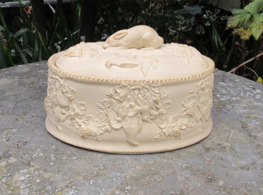 WEDGWOOD BISCUIT WARE GAME PIE DISH & LINER 1867