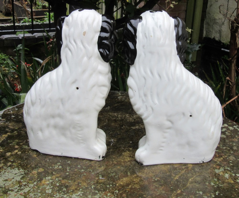 PAIR OF VICTORIAN BLACK & WHITE STAFFORDSHIRE DOGS No2 c1860 View VIII