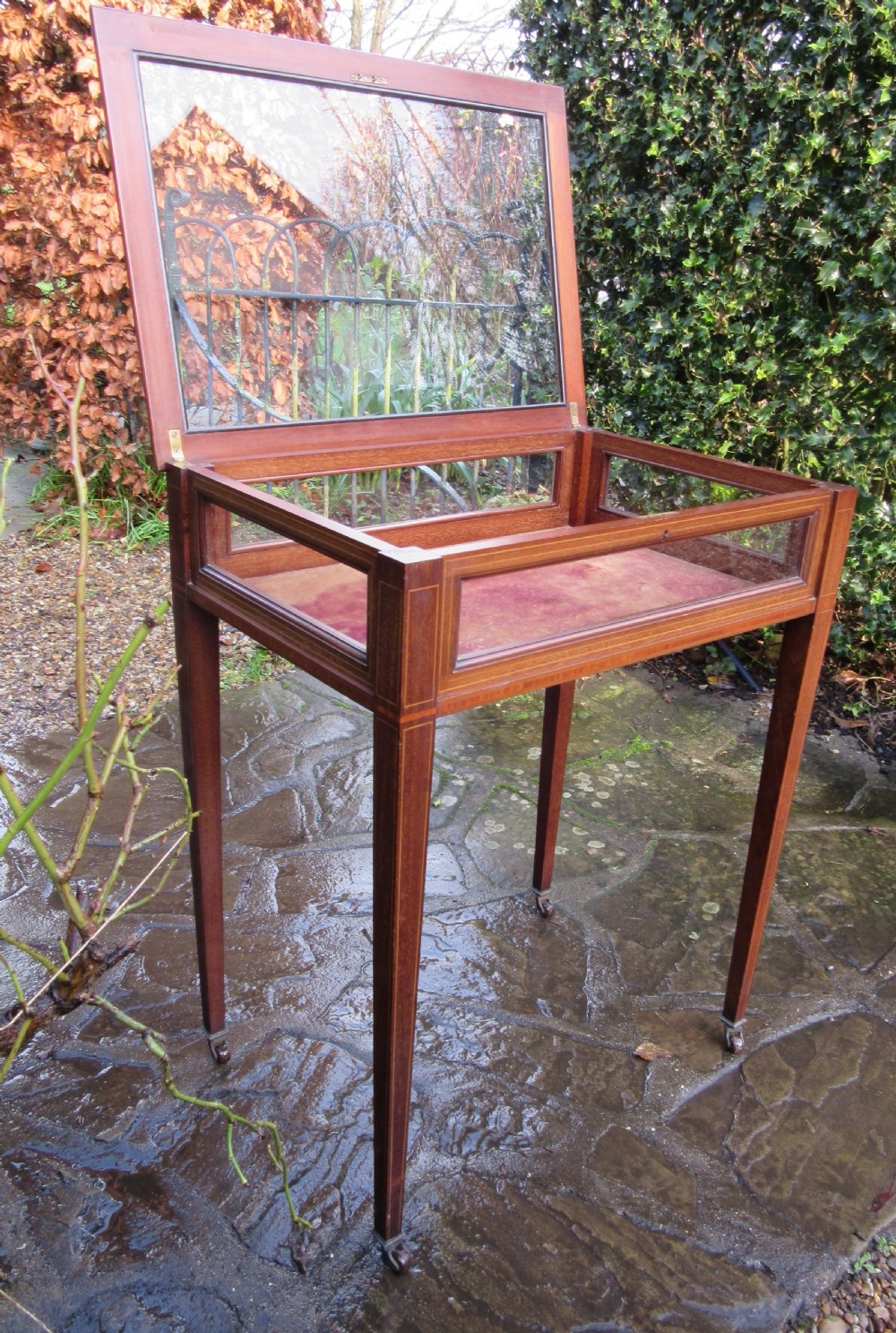 FINE INLAID MAHOGANY BIJOUTERIE DISPLAY TABLE c1900 View VI