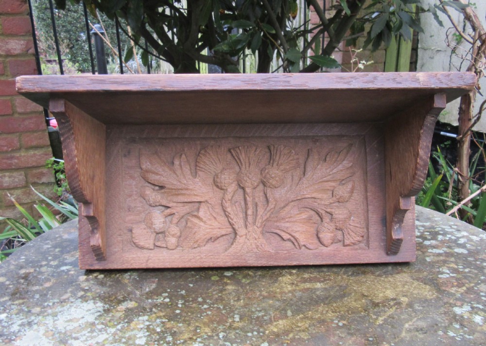 DRY OAK CARVED SCOTTISH WALL SHELF c1880
