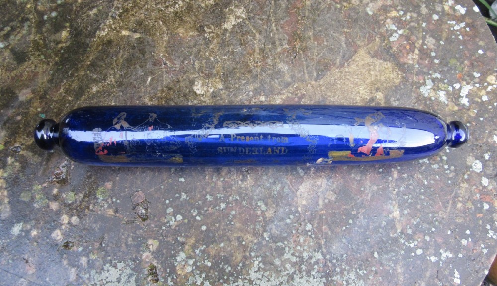 BRISTOL BLUE GLASS SUNDERLAND ROLLING PIN c1860