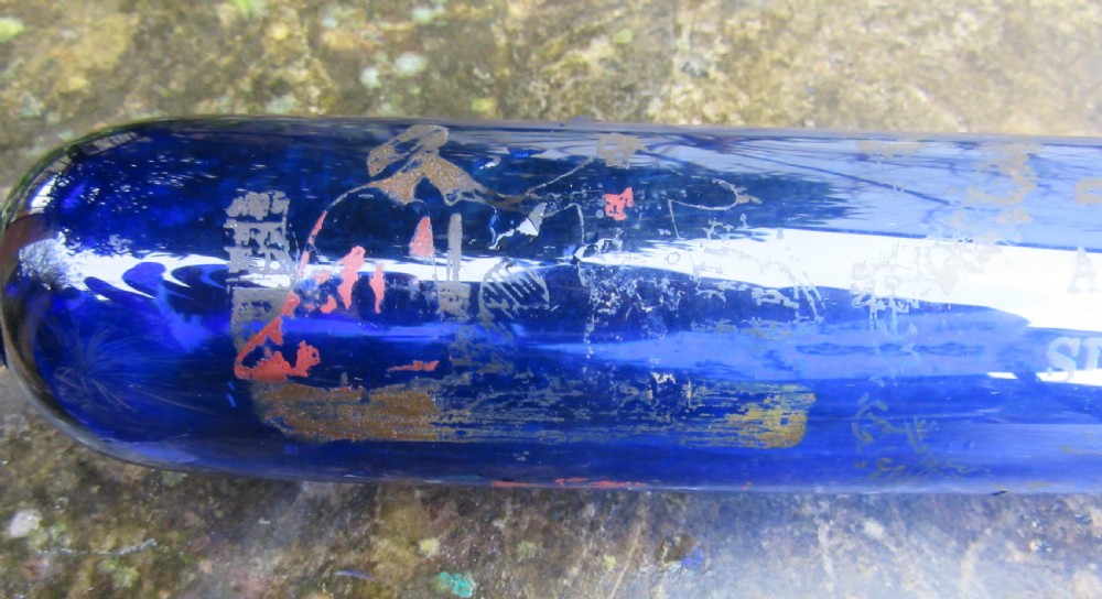 BRISTOL BLUE GLASS SUNDERLAND ROLLING PIN c1860 View III
