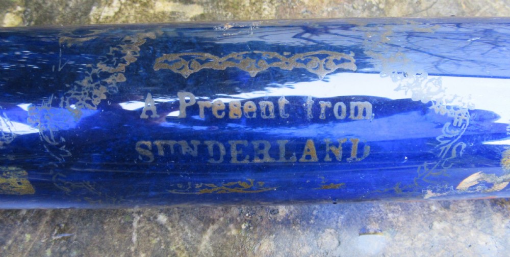 BRISTOL BLUE GLASS SUNDERLAND ROLLING PIN c1860 View IV