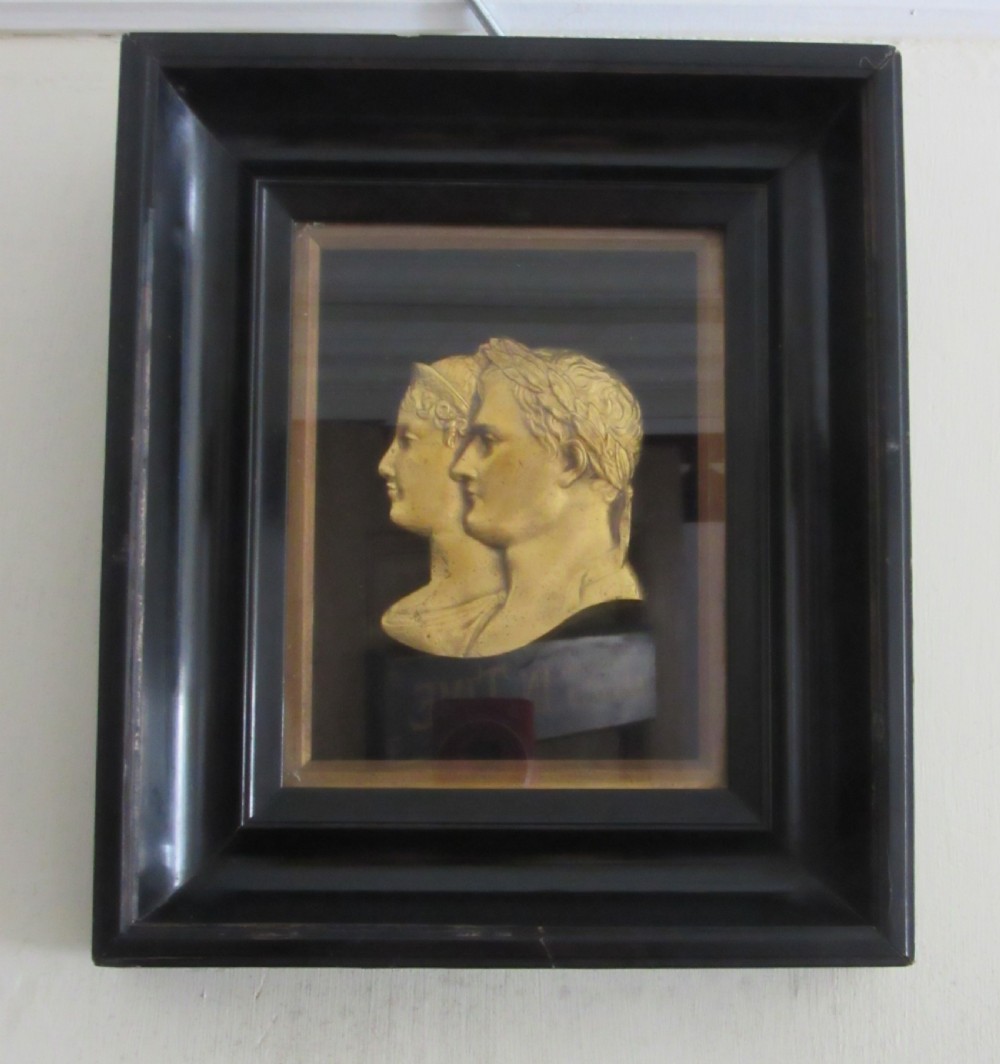 19th C GILT METAL FRAMED PLAQUE NAPOLEON & JOSEPHINE  View III