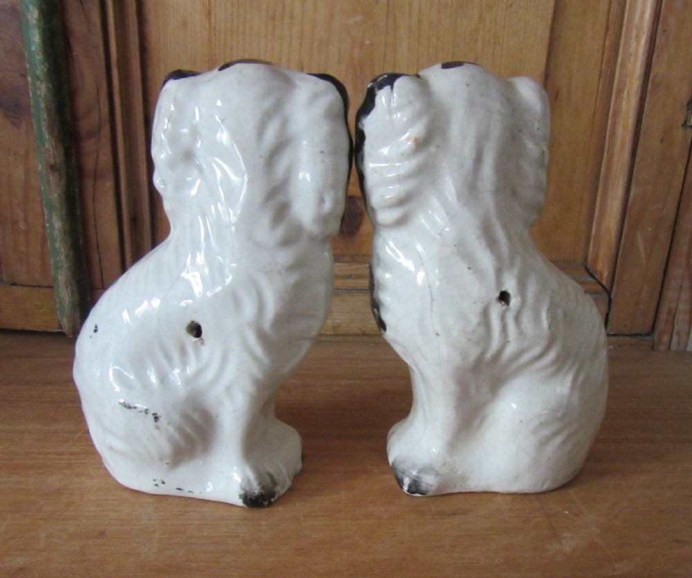 PAIR BLACK & WHITE STAFFORDSHIRE DOGS No6 c1860 View III