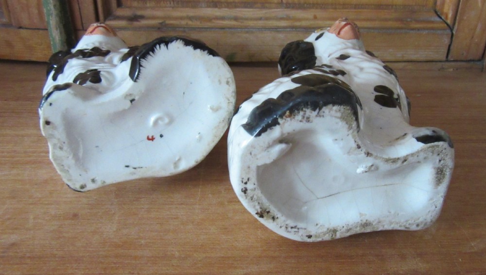 PAIR BLACK & WHITE STAFFORDSHIRE DOGS No6 c1860 View V