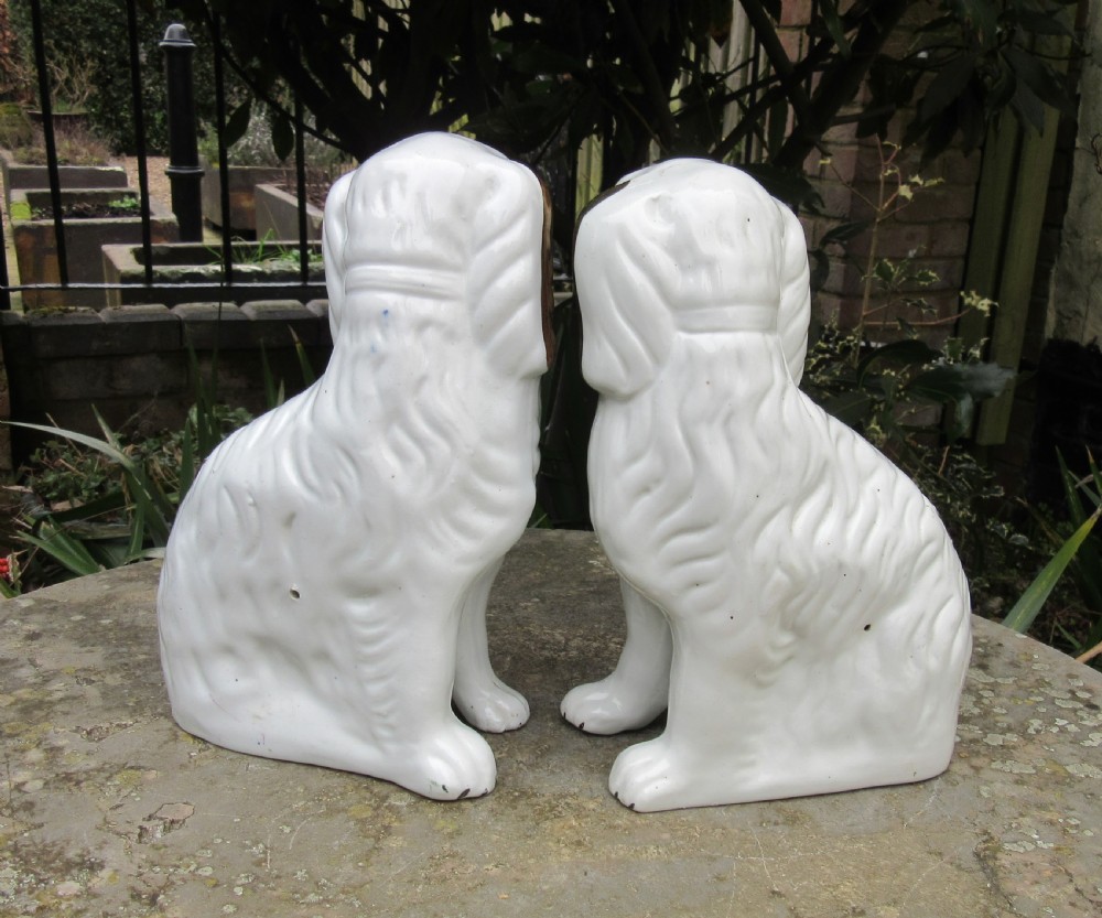 PAIR VICTORIAN STAFFORDSHIRE COPPER LUSTRE DOGS c1860 View III