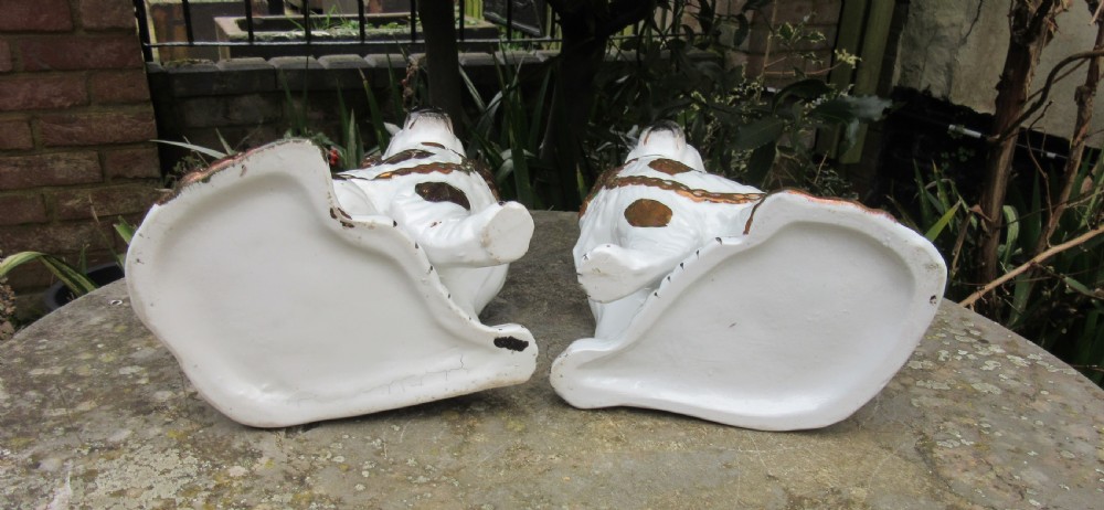 PAIR VICTORIAN STAFFORDSHIRE COPPER LUSTRE DOGS c1860 View IV