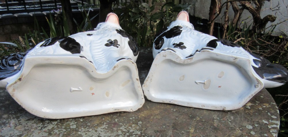LARGE PAIR No 1 BLACK & WHITE STAFFORDSHIRE DOGS c1860 View IV