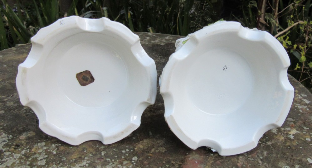 PAIR ANTIQUE GERMAN PORCELAIN OWL LAMP BASES View IV