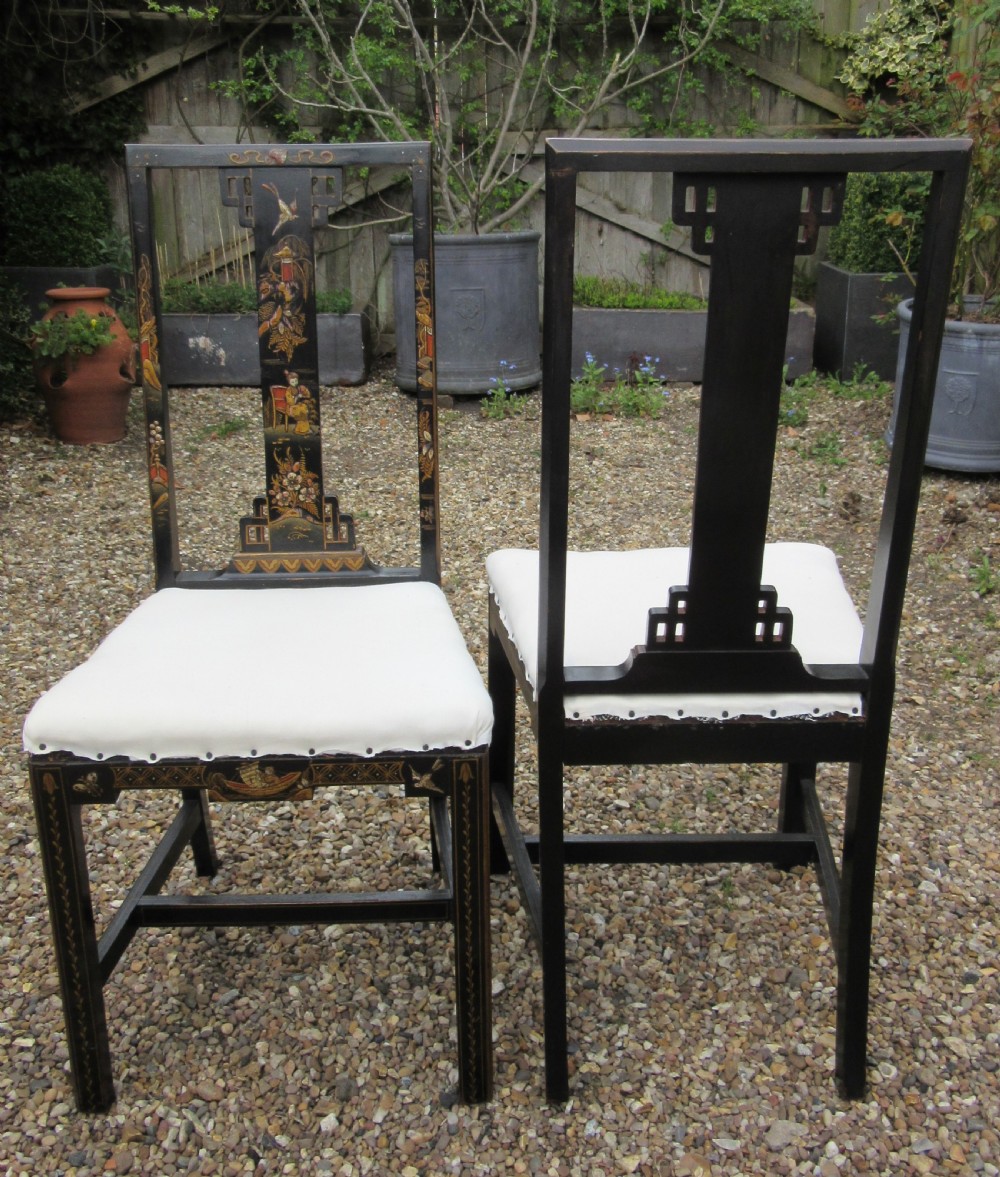 PAIR CHINOISERIE DECORATED SIDE CHAIRS c1910 View VII