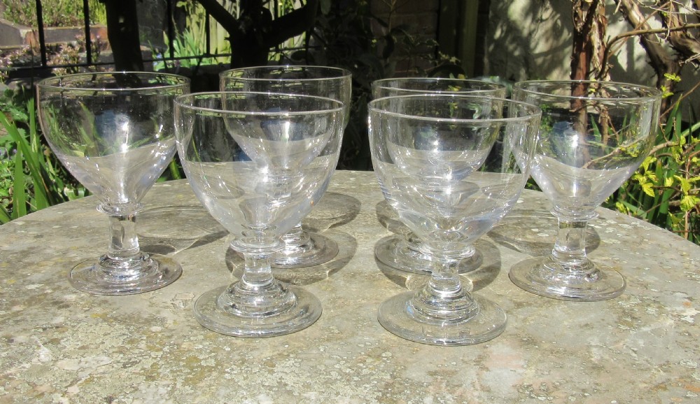SIX GEORGIAN GLASS RUMMERS c1830