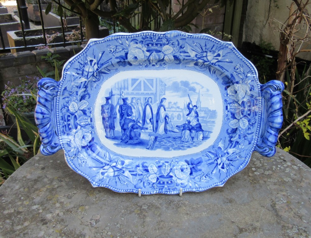 ENGLISH BLUE & WHITE JONES & SON BRITISH HISTORY SERIES STAND c1820