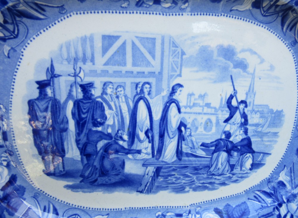 ENGLISH BLUE & WHITE JONES & SON BRITISH HISTORY SERIES STAND c1820 View II