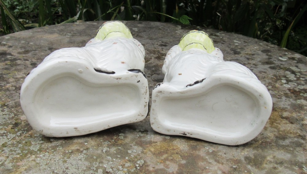 PAIR VICTORIAN STAFFORDSHIRE DOGS WITH BASKETS c1860 View IV