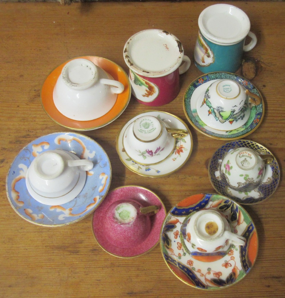 COLLECTION ANTIQUE MINIATURE CUPS & SAUCERS 1840-1930 View V