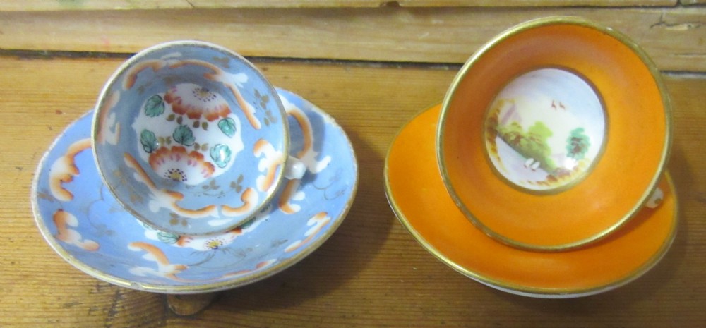 COLLECTION ANTIQUE MINIATURE CUPS & SAUCERS 1840-1930 View VII