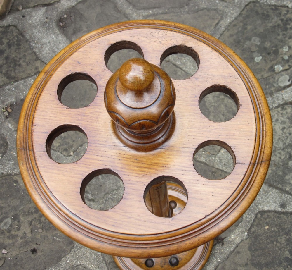 ANTIQUE BLONDE OAK BILLIARD CUE STAND View V