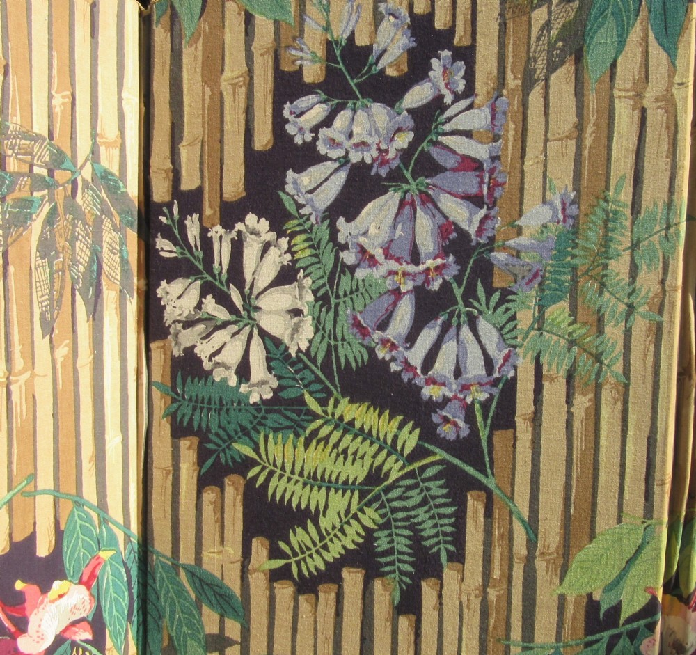 ORIGINAL PRINTED FLORAL BAMBOO FOUR FOLD SCREEN c1910 View IV