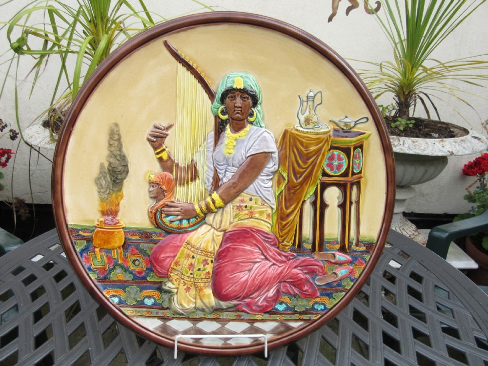 LARGE PAIR SCHUTZ CILLI MAJOLICA WALL PLAQUES c1890 View II