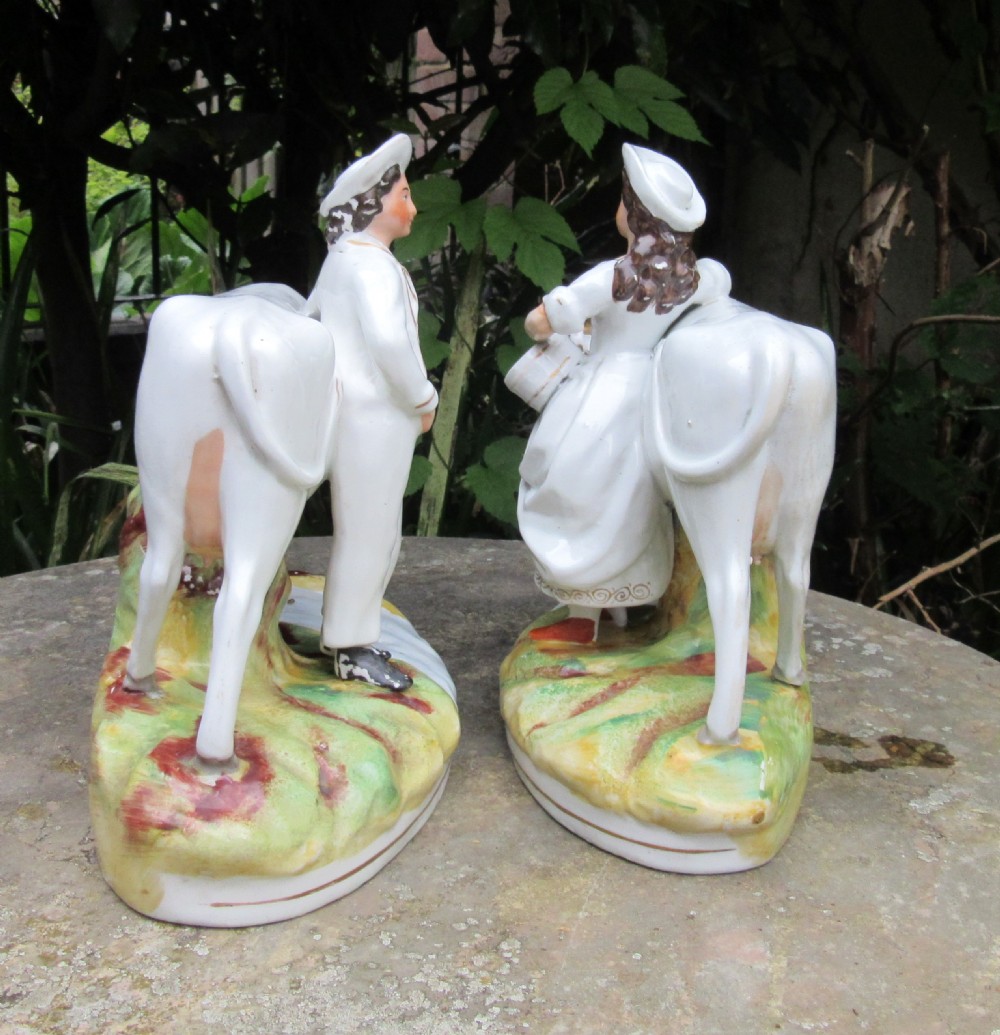 GRAND PAIR VICTORIAN STAFFORDSHIRE COW GROUPS c1860 View II