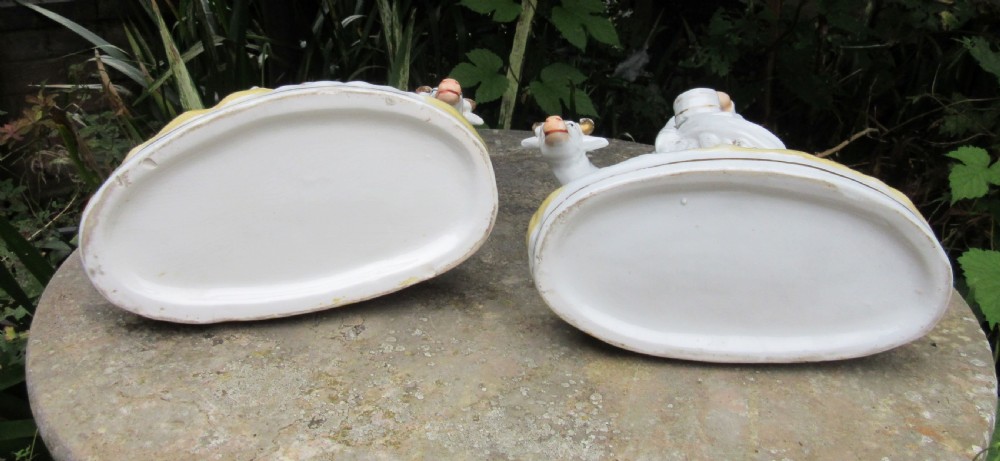 GRAND PAIR VICTORIAN STAFFORDSHIRE COW GROUPS c1860 View VII